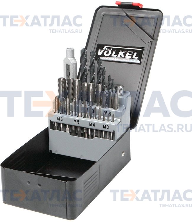 VOLKEL VO-49510 Набор метчиков комплектных М3-М12, 29 предметов, металлический кейс VOLKEL VO-49510 Набор метчиков комплектных М3-М12, 29 предметов, металлический кейс