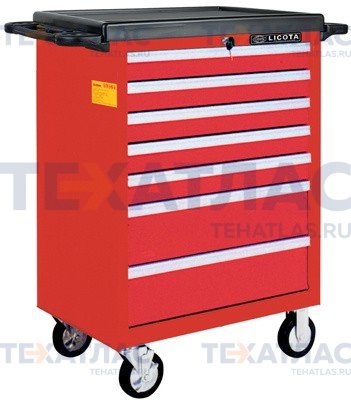 Licota AWX-2603RTSK09 Тележка инструментальная 363 пр., 7 полок, пласт. стол., красная