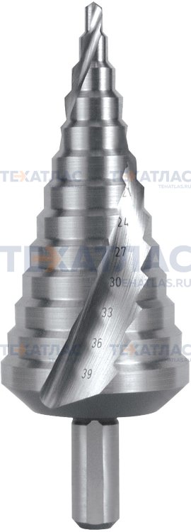 RUKO RK-101056 Сверло ступенчатое 4,0-39,0  мм, 13 ступеней, HSS, 118°, HZ, со спиралевидной канавкой