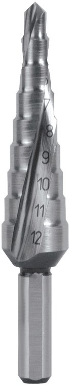 RUKO RK-101050-9 Сверло ступенчатое 4,0-12,0  мм, 9 ступеней, HSS, 118°, HZ, со спиралевидной канавкой