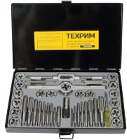 ТЕХРИМ T030002 Набор метчиков и плашек 4NC40 - 1/2NF20, 40 предметов, дюймовая резьба