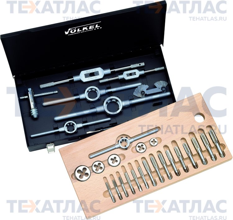 VOLKEL VO-48053 Набор метчиков комплектных и плашек UNC 1/4-1“, 44 предмета, металлический кейс VOLKEL VO-48053 Набор метчиков комплектных и плашек UNC 1/4-1“, 44 предмета, металлический кейс
