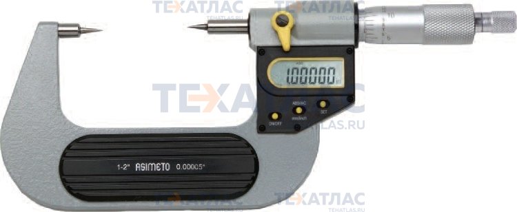ASIMETO 126-03-2 Микрометр с точечными измерительными поверхностями цифровой 0,001 мм, 50-75 мм, наконечник 30°