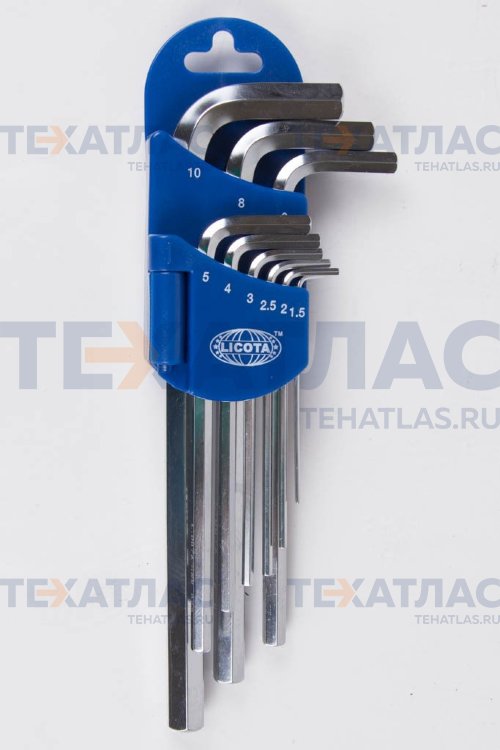 Licota 2HW20091DPM Набор шестигранников угловых длинных 9пр. 1,5-10 мм