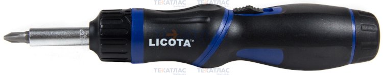 Licota ARD-12K04 Отвертка трещоточная с поворотной ручкой и сменными вставками 1/4", 9 пр.