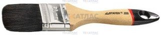 STAYER 01022-063 Кисть плоская STAYER  "UNIVERSAL-EURO", чёрная натуральная щетина, деревянная ручка, 63мм
