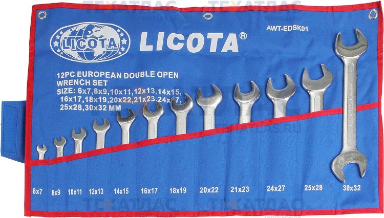 Licota AWT-EDSK01 Набор ключей рожковых 12 предметов 6-32 мм