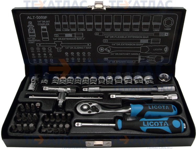 Licota ALT-5009F Набор торцевых головок 1/4" 43пр.