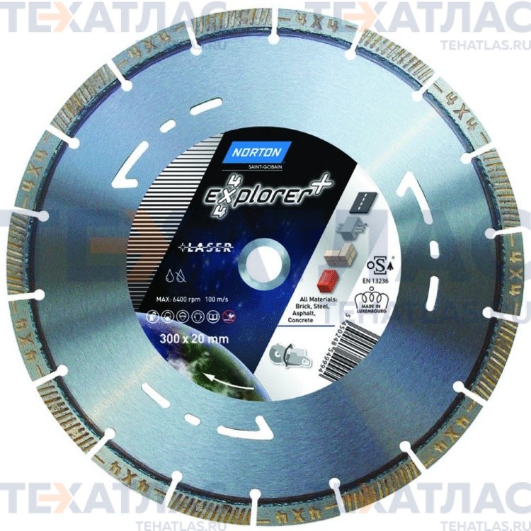 NORTON 70184647280 Алмазный отрезной круг 230 мм, 10х2,5х22,23 мм 4X4 EXPLORER NORTON 70184647280 Алмазный отрезной круг 230 мм, 10х2,5х22,23 мм 4X4 EXPLORER