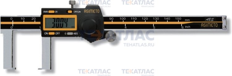 ASIMETO 309-06-3 Штангенциркуль цифровой для измерения наружных канавок 0,01 мм, 0-150 мм, ABS