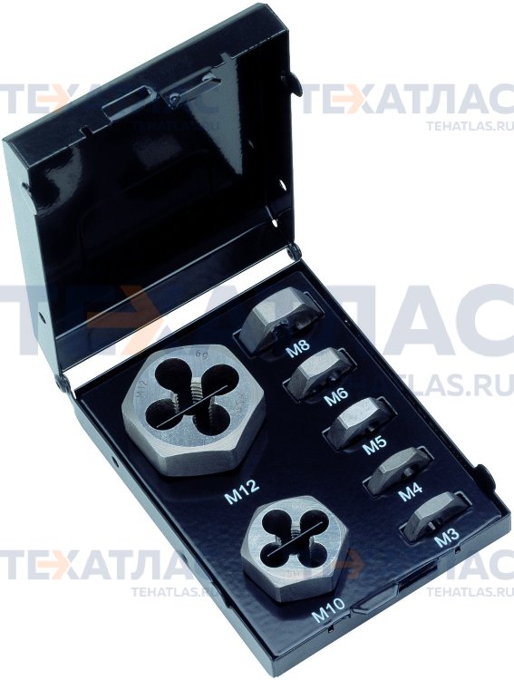 VOLKEL VO-49540 Набор плашек шестигранных UNF 1/4-1/2, 5 предметов, металлический кейс VOLKEL VO-49540 Набор плашек шестигранных UNF 1/4-1/2, 5 предметов, металлический кейс