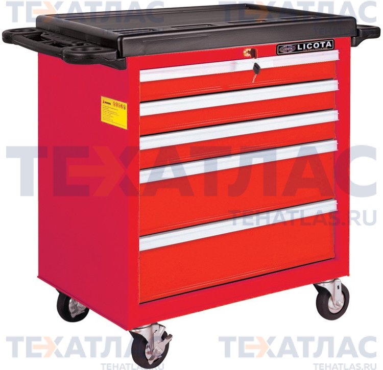 Licota AWX-2602RTSEK01 Тележка инструментальная 256 пр., 5 полок, пласт. стол., красная