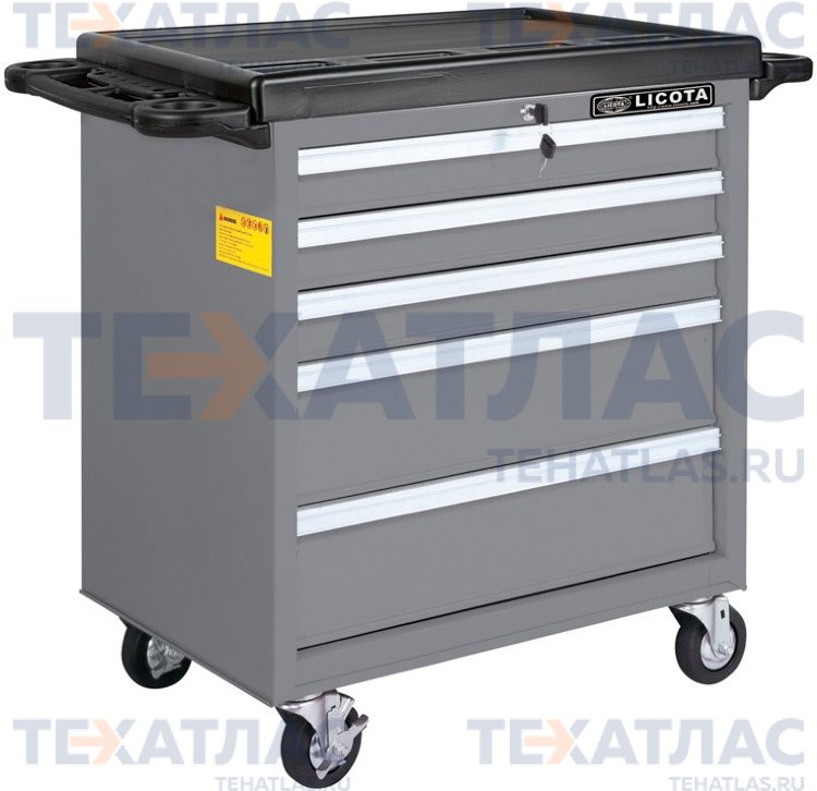 Licota AWX-2602GTSEK01 Тележка инструментальная 256 пр., 5 полок, пласт. стол., серая