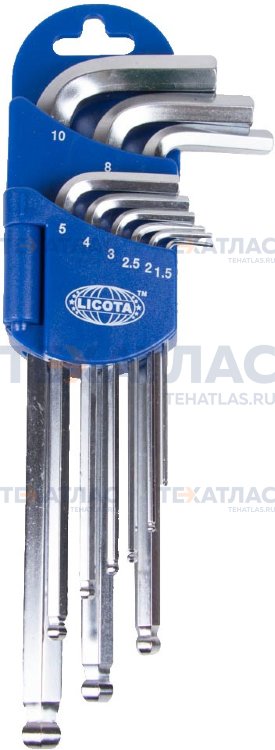 Licota 2BP20091DPM Набор шестигранников угловых длинных c шаром 9пр. 1,5-10 мм