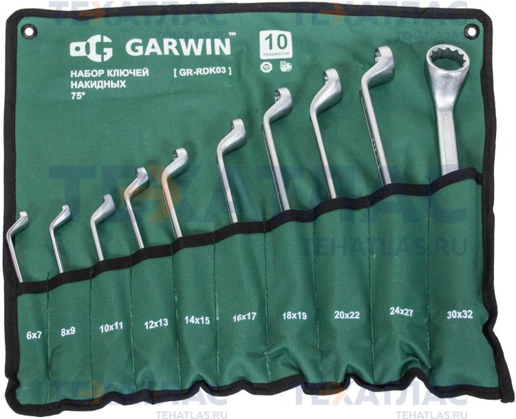 GARWIN GR-RDK03 Набор ключей накидных 75° 10 предметов 6х7-30х32 мм GARWIN GR-RDK03 Набор ключей накидных 75° 10 предметов 6х7-30х32 мм