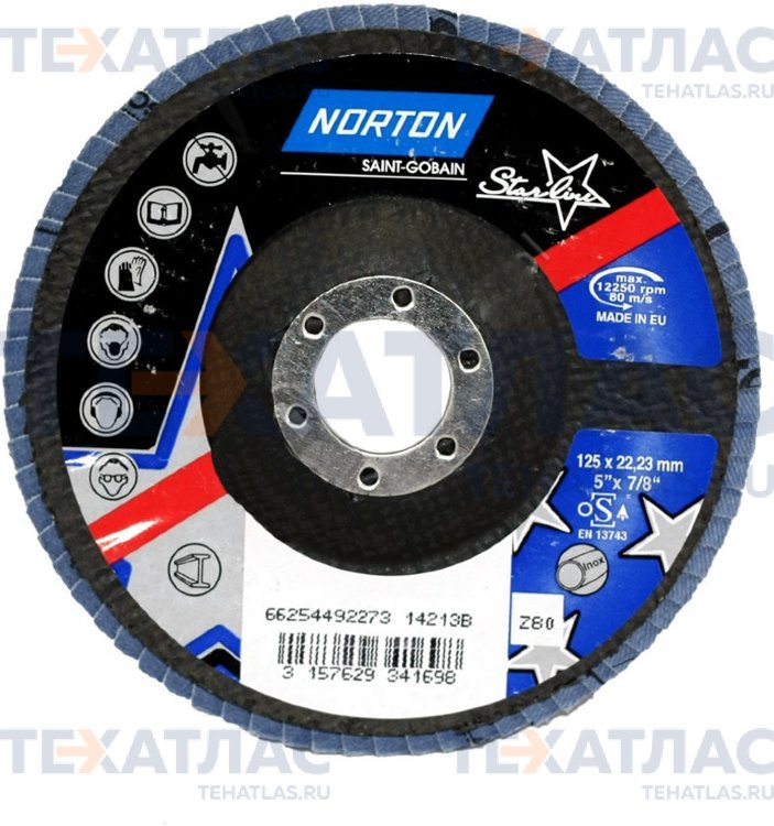 NORTON 66254492274 Круг лепестковый 125 x 22 P120 R82A мет.