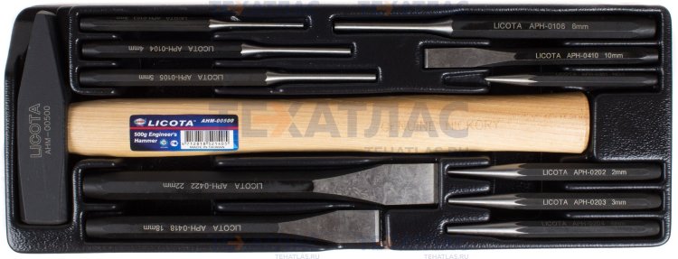 Licota ACK-384103 Набор ударно-режущего инструмента с молотком 500 г, 12 пр., в ложементе Licota ACK-384103 Набор ударно-режущего инструмента с молотком 500 г, 12 пр., в ложементе