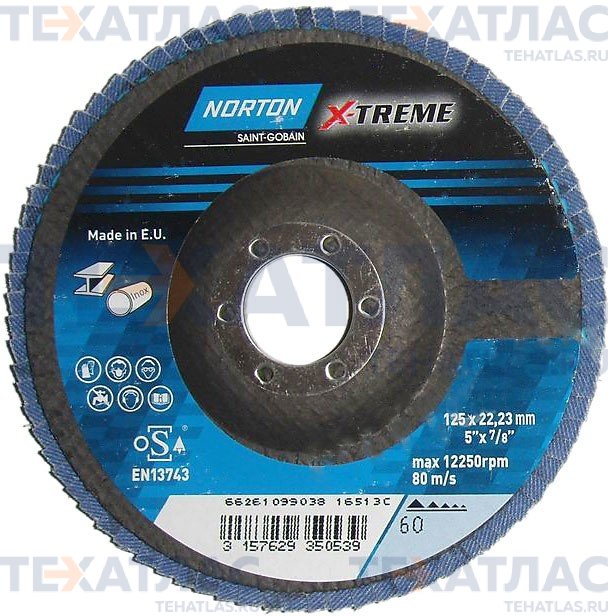 NORTON 66261099038 Круг лепестковый XTREM 125 х 22 P60